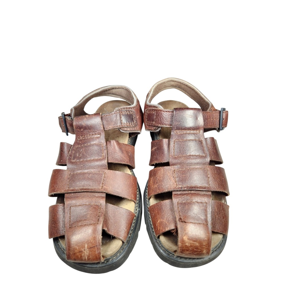 Vintage 90s Mens Brown Leather Fisherman Sandals Gorpcore Dad Shoes Grunge 10 - Picture 6 of 15